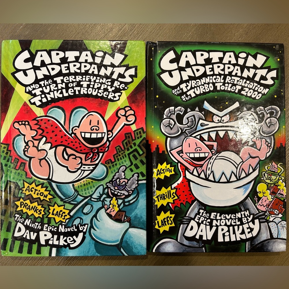 Bundle (2) Captain Underpants Books Hardcover Graphic Novel Comic Dav Pilkey